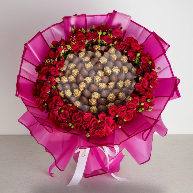 One Love Ultra Red Roses And Chocolates Bouquet